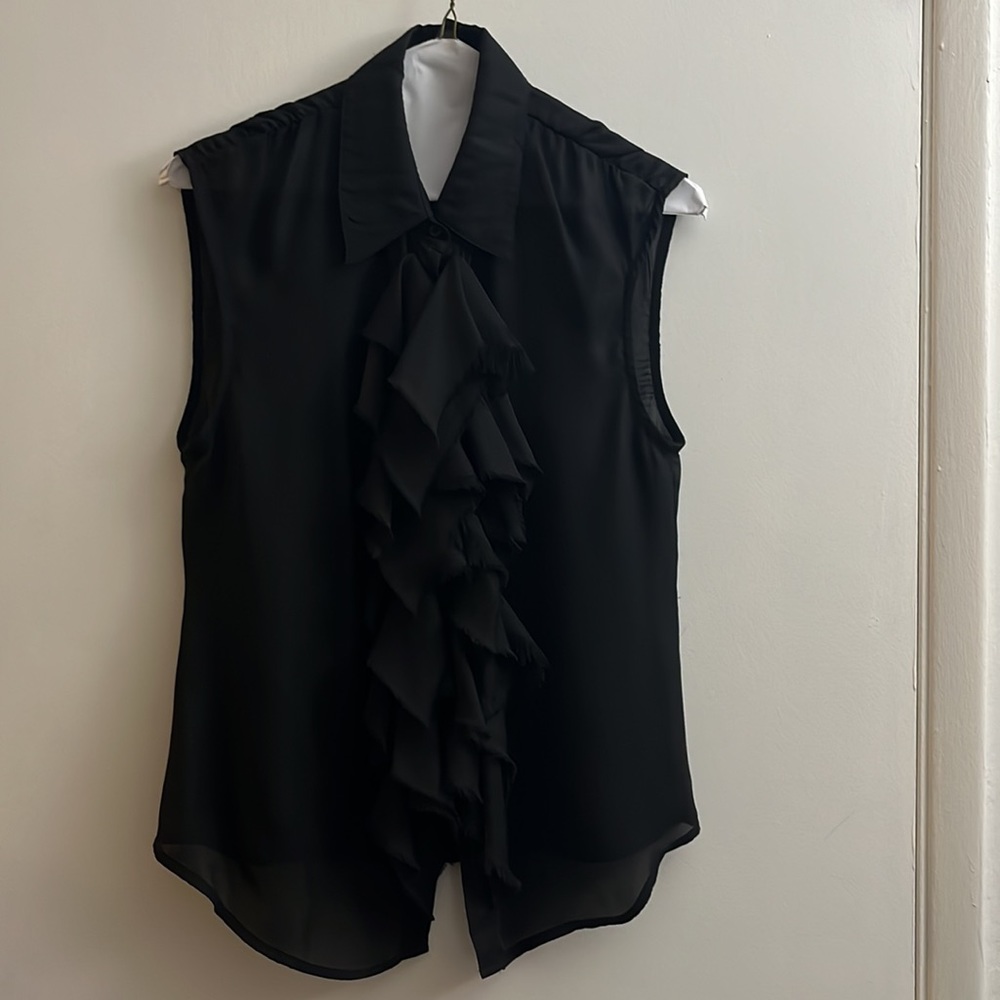 Aqua Ruffle Front Button Down Top - image 1